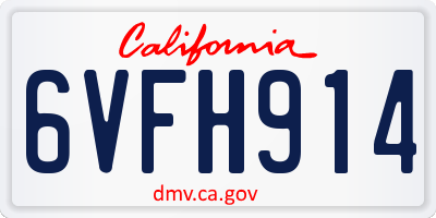 CA license plate 6VFH914