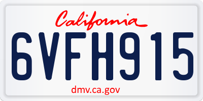 CA license plate 6VFH915