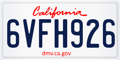 CA license plate 6VFH926