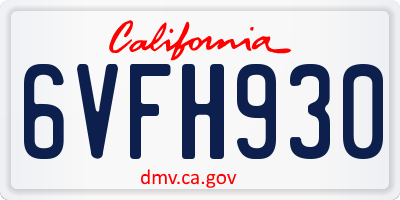 CA license plate 6VFH930