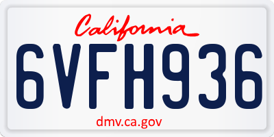 CA license plate 6VFH936