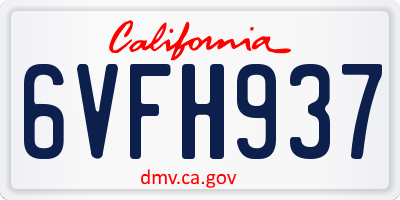 CA license plate 6VFH937