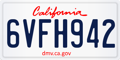 CA license plate 6VFH942