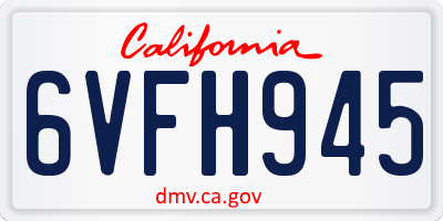 CA license plate 6VFH945