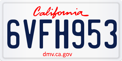 CA license plate 6VFH953