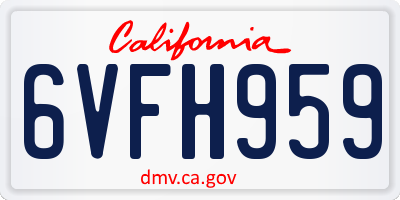 CA license plate 6VFH959