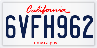 CA license plate 6VFH962