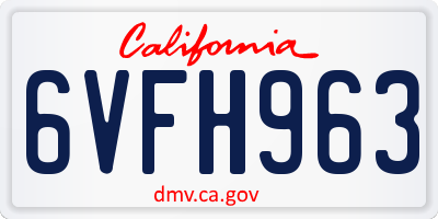 CA license plate 6VFH963