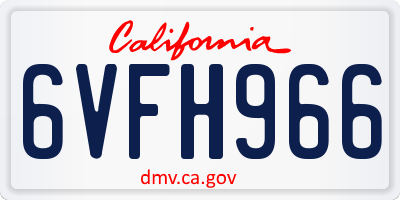 CA license plate 6VFH966