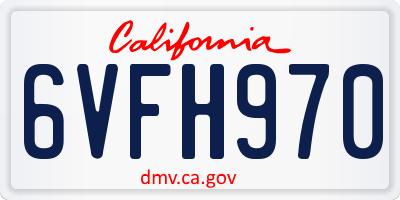 CA license plate 6VFH970