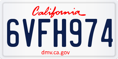 CA license plate 6VFH974