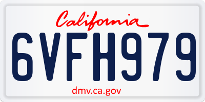 CA license plate 6VFH979
