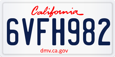 CA license plate 6VFH982