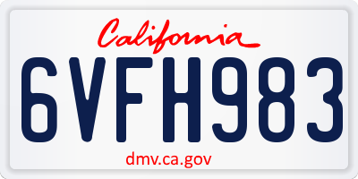 CA license plate 6VFH983