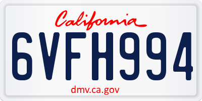 CA license plate 6VFH994
