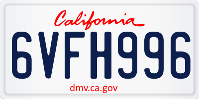 CA license plate 6VFH996
