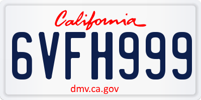 CA license plate 6VFH999