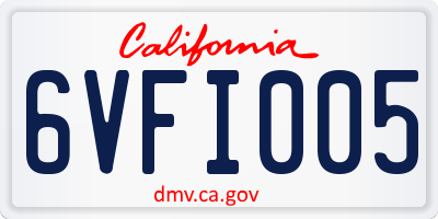 CA license plate 6VFI005