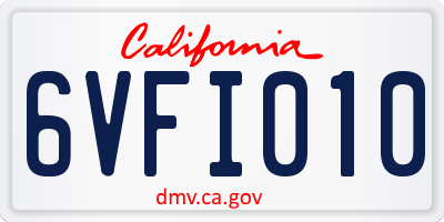 CA license plate 6VFI010
