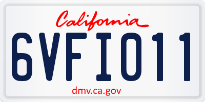 CA license plate 6VFI011