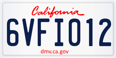 CA license plate 6VFI012
