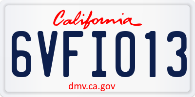 CA license plate 6VFI013