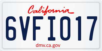 CA license plate 6VFI017