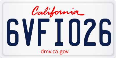 CA license plate 6VFI026