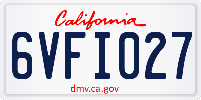 CA license plate 6VFI027