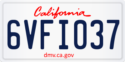 CA license plate 6VFI037