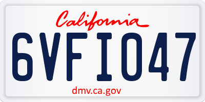 CA license plate 6VFI047
