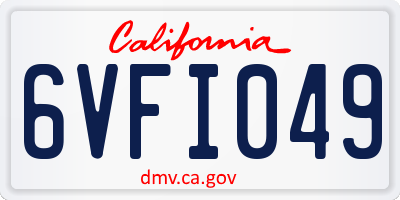 CA license plate 6VFI049