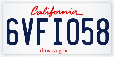 CA license plate 6VFI058