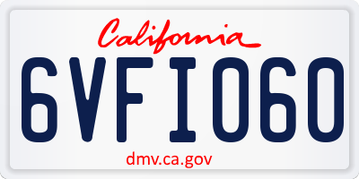 CA license plate 6VFI060
