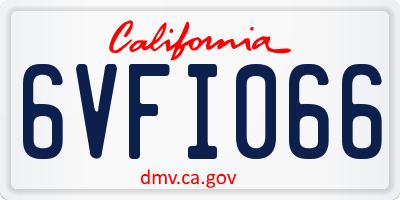 CA license plate 6VFI066