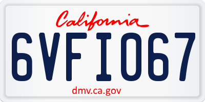 CA license plate 6VFI067