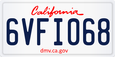 CA license plate 6VFI068