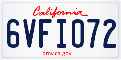 CA license plate 6VFI072