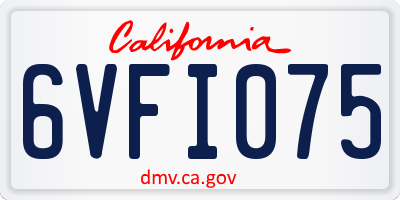 CA license plate 6VFI075