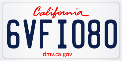 CA license plate 6VFI080