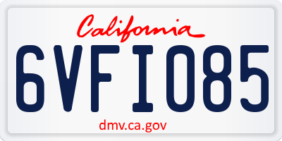 CA license plate 6VFI085