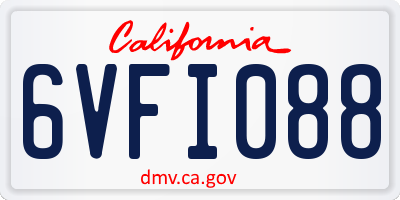 CA license plate 6VFI088