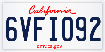 CA license plate 6VFI092