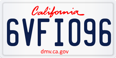 CA license plate 6VFI096