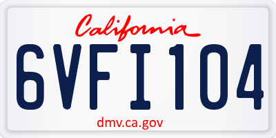 CA license plate 6VFI104
