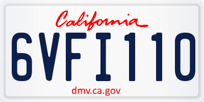 CA license plate 6VFI110