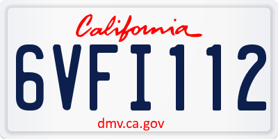 CA license plate 6VFI112