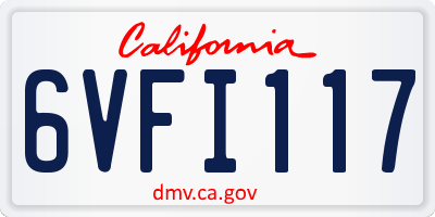 CA license plate 6VFI117