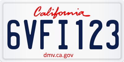 CA license plate 6VFI123