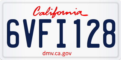 CA license plate 6VFI128
